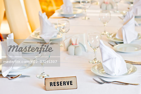 beautifully set table is reserved for guests of the restaurant