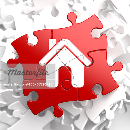 Home Icon on Red Puzzle.