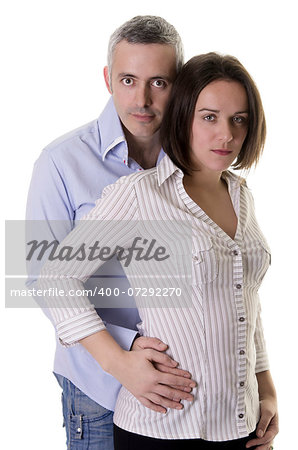 Attractive man and woman being serious