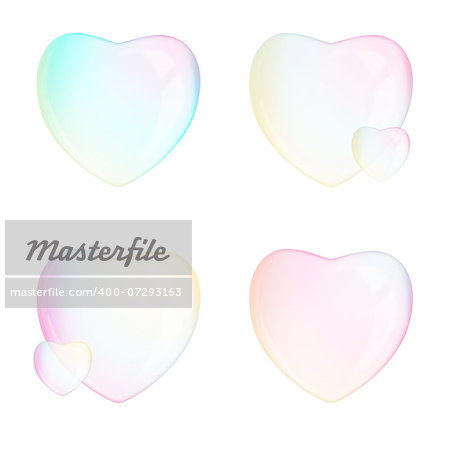 Soap bubbles - heart - on the white background