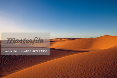 sand dunes in the desert of sahara in morocco