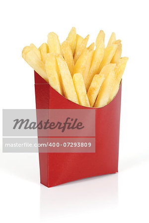 fried fries on white background