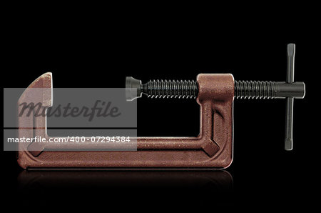 horizontal hand vise c-clamp for industrial use.  (with clipping work path)