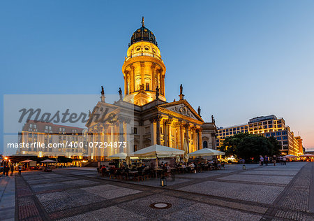 German Cathedral on Gendarmenmarkt Square in the Evening, Berlin, Germany