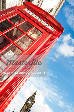 Big ben and red phone cabine in London
