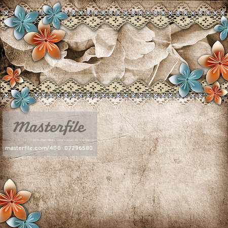 beautiful wedding background with  horizontal roses banner and lace