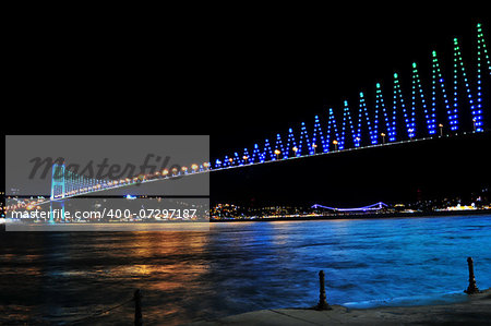 bosphorus bridge at the night, istanbul Turkey
