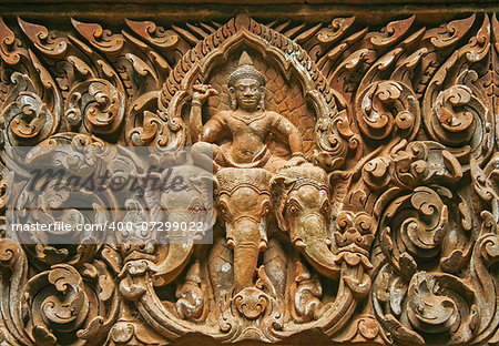 Carved decoration sculptures in Wat Phu at Lao