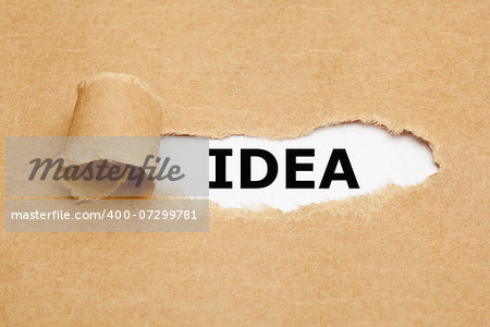 The word Idea appearing behind torn brown paper.