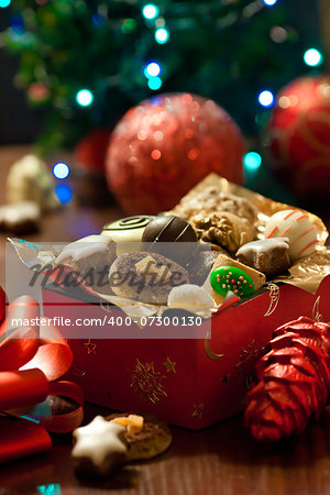 Sweet Christmas cookies in a present box.