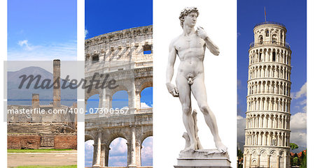 Collection vertical banners with landmarks of Italy