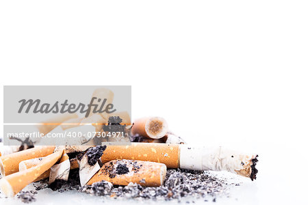 stop smoking cigarettes ashtrey nicotine closeup isolated object