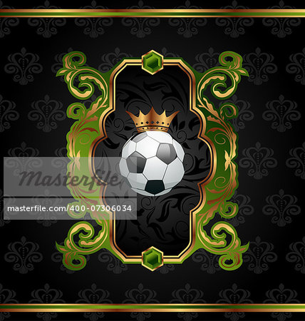 Illustration football label with golden crown - vector