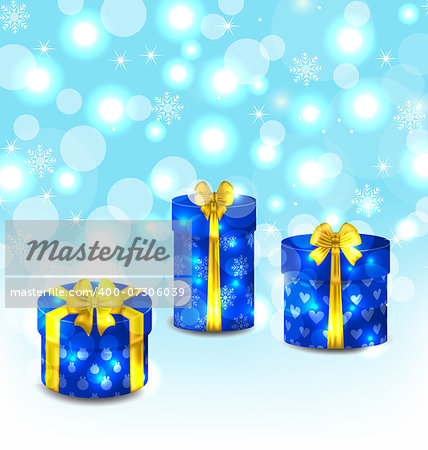 Illustration set gift boxes on light background - vector
