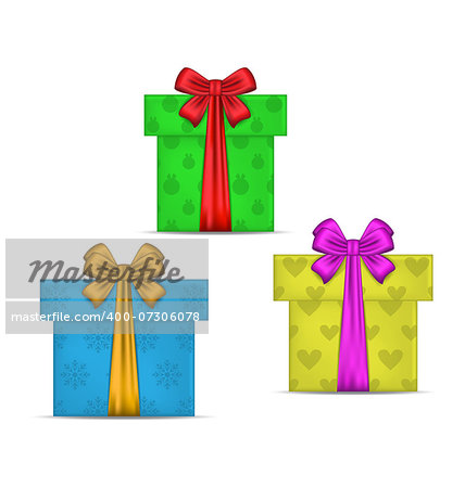 Illustration set gift boxes isolated on white background - vector