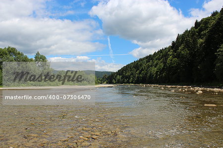 beautiful landscape with speed water in mountainous river