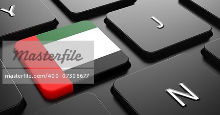 Flag of United Arab Emirates - Button on Black Computer Keyboard.