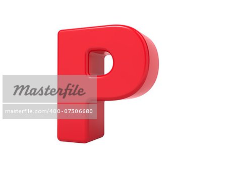 Red 3D Plastic Letter P Isolated on White.