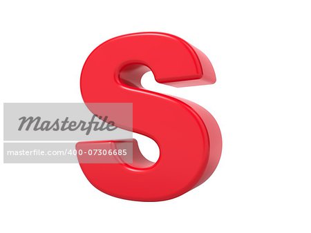 Red 3D Plastic Letter S Isolated on White.