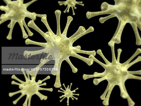 Colony of pathogen viruses - 3d render