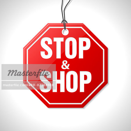 Stop and shop merchandise label hanging on string