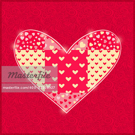 Hand Made Red Heart. Vector Card