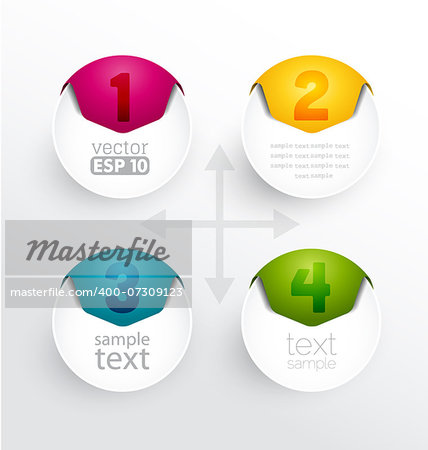 Colorful round numbered banners, design template