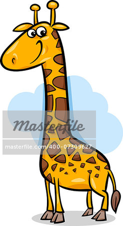 Cartoon Illustration of Cute Giraffe African Animal