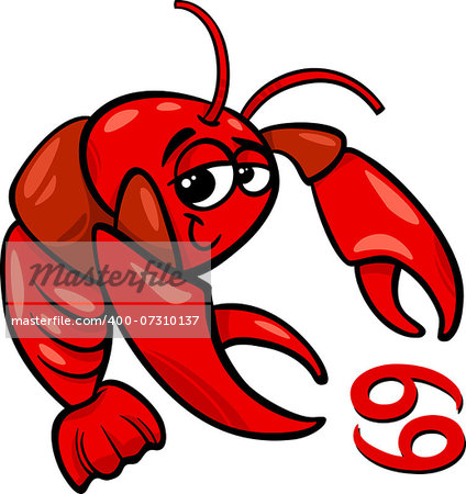 Cartoon Illustration of Cancer or The Crab Horoscope Zodiac Sign