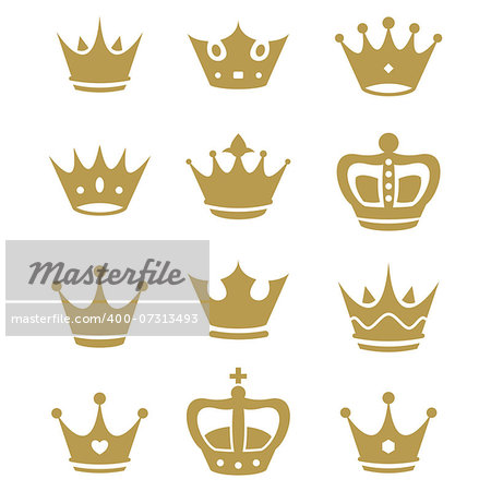 Crown silhouette collection. Vector.