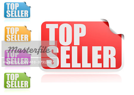 Top seller label set image with hi-res rendered artwork that could be used for any graphic design.