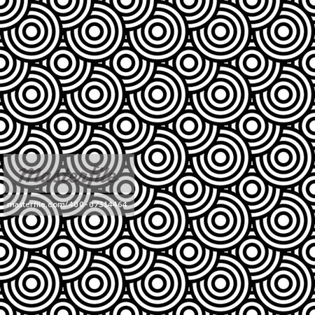 Seamless op art texture with circle elements. Vector art.