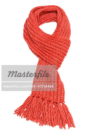 Red textile scarf isolated on white background