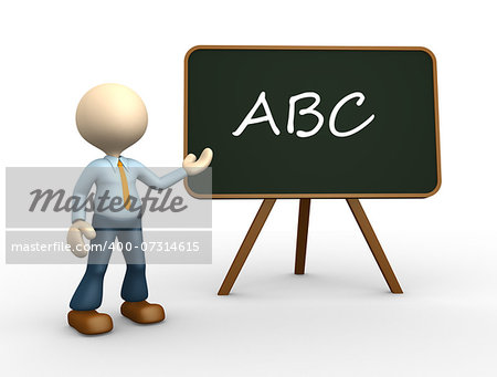3d people - man, person with a blackboard.