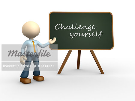 3d people - man, person with a blackboard. Challange yourself.