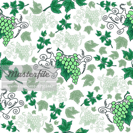 Illustration of seamless background from bunches of grapes