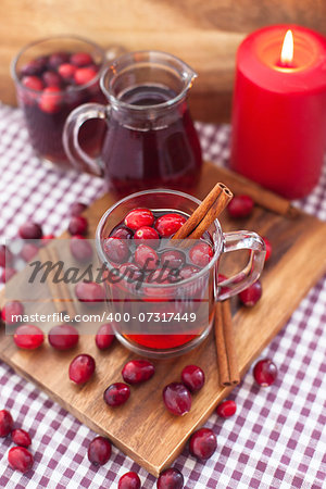 Mulled wine with cranberry and cinnamon