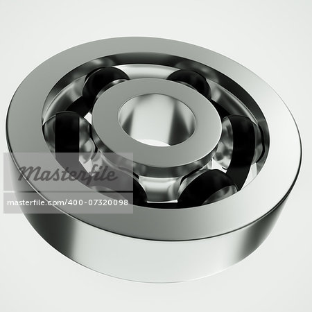 Steel ball bearing. 3d illustration on white background