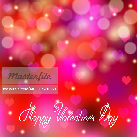 Abstract festive background with hearts, bokeh. Vector illustration EPS 10.