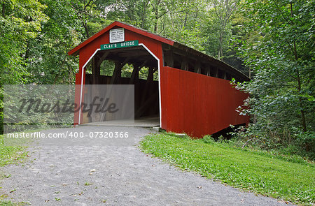 Clay's Covered Bridge is located in Perry County, Pennsylvania, the bridge was built in 1890. It is a Burr-arch truss bridge.