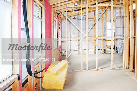 Interior view construction new residential home.