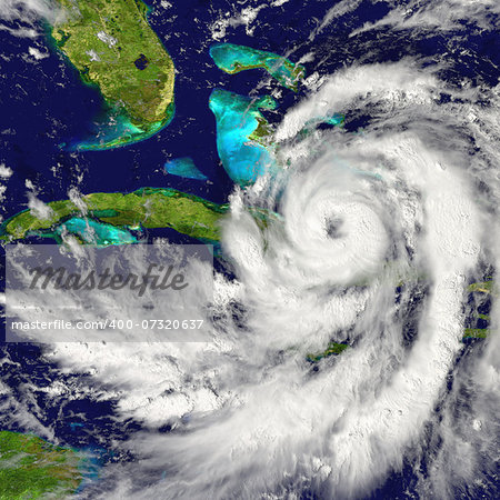 Huge hurricane approaching Florida in America. Elements of this image furnished by NASA