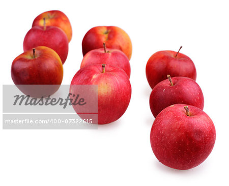 fresh red apples on a white background