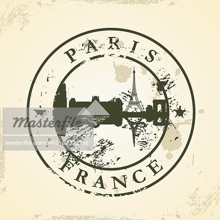 Grunge rubber stamp with Paris, France - vector illustration