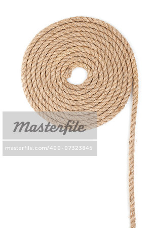 Roll of ship rope. Isolated on white background