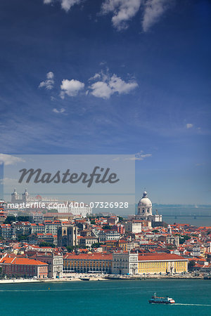 Panorama of Alfama and Graca, cityscape of Lisbon, Portugal, European travel - vertical