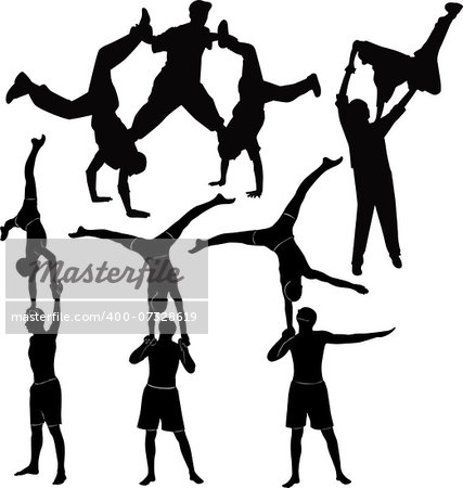 Gymnasts acrobats representation
