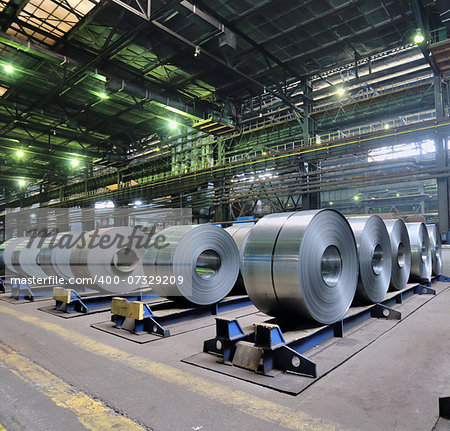 rolls of steel sheet in a plant