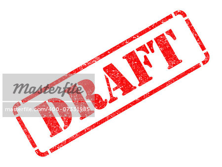 Draft - inscription on Red Rubber Stamp Isolated on White.