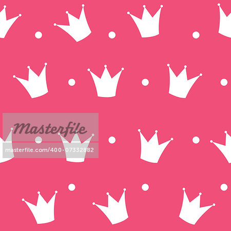 Princess Crown Seamless Pattern Background Vector Illustration.